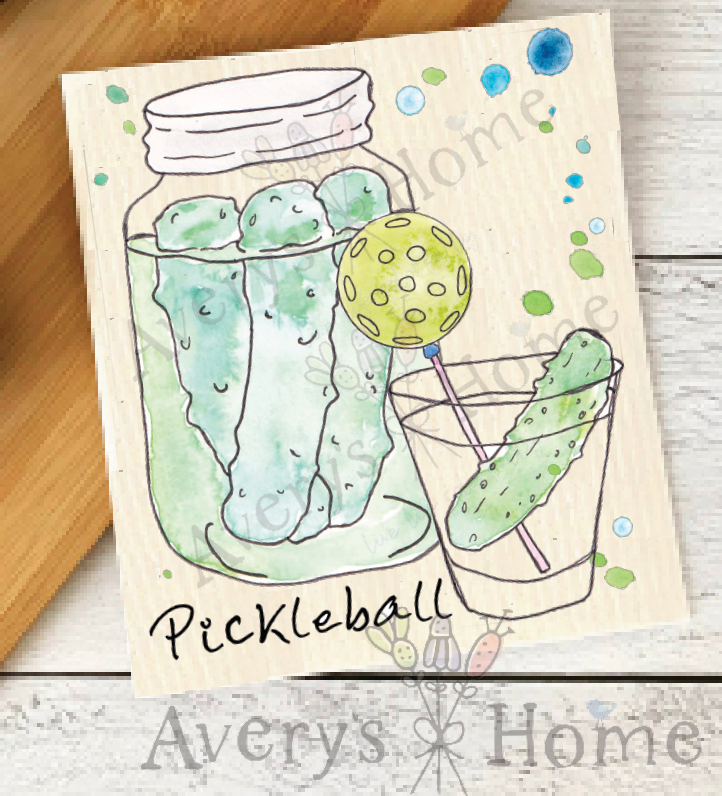 Pickleball Pickle Cocktails Organic Swedish Dishcloth Water Lili