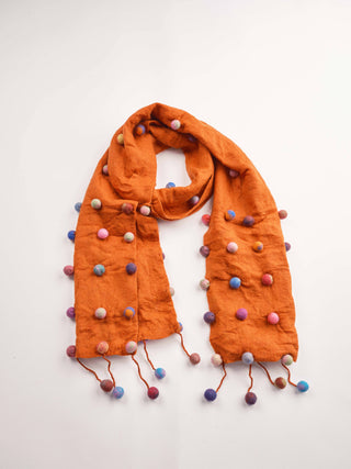 Sugar dot Wool/Silk Scarf Rust