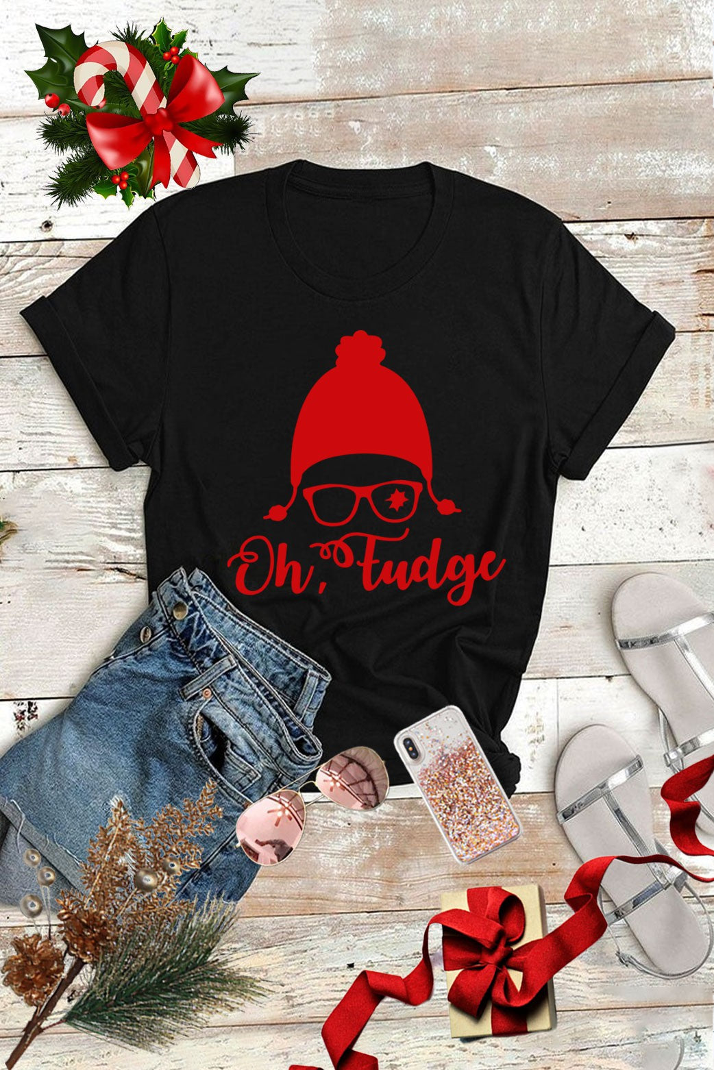 Oh Fudge Christmas Tee Black/Red