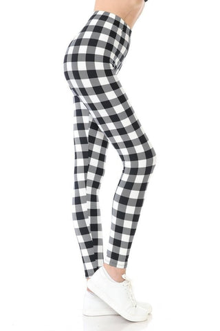 White Buffalo plaid leggings O/S