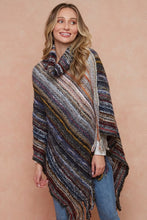 Cowl Neck Fluffy Poncho Charcoal