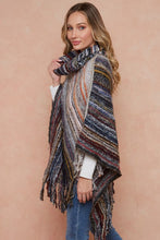 Cowl Neck Fluffy Poncho Charcoal