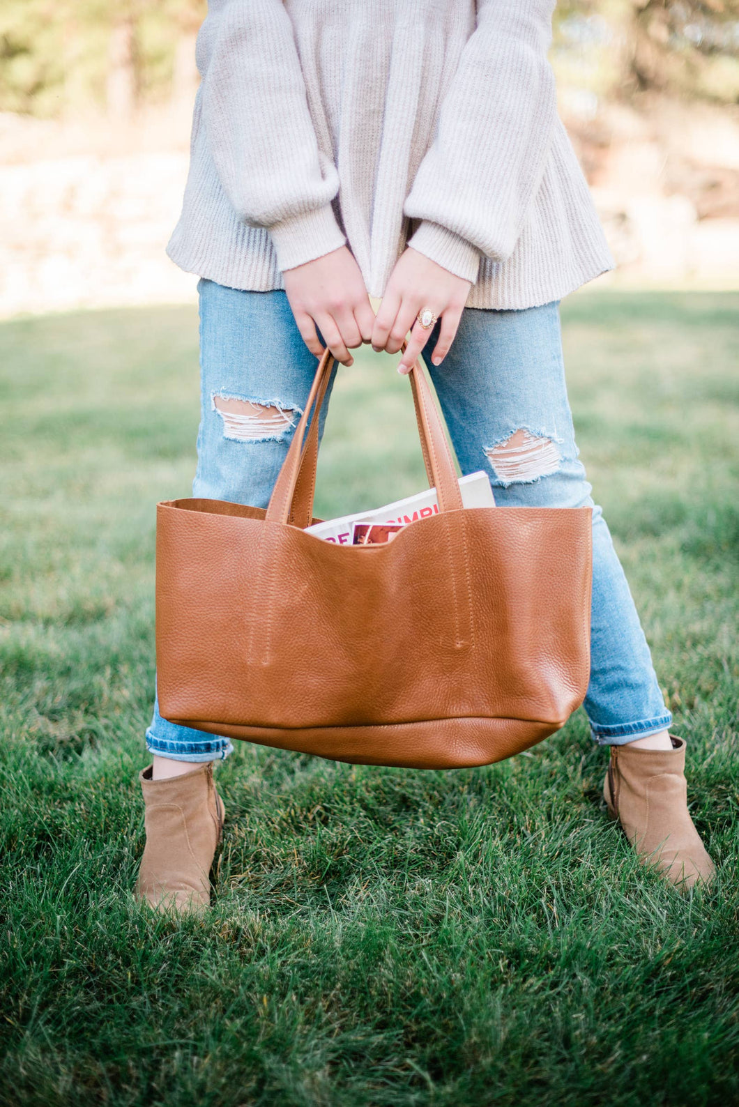 Tool Tote Leather Bag Caramel