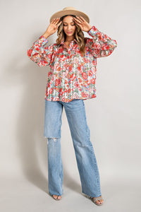Flower Power Blouse Luscious Red