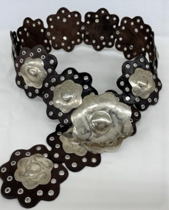 Moroccan Flower Leather Belt O/S