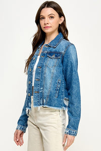 Downright Distressed Denim Jacket Medium Wash