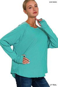 Never Leave Me Washed Sweater Lt. Teal