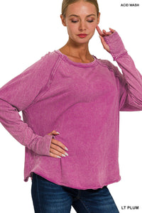 Never Leave Me Washed Sweater Lt. Plum