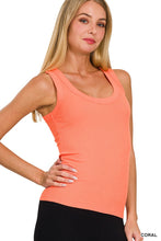 Cool & Collected Scoop Ribbed Tank Top Coral