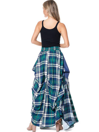 Plaid Magic Maxi Skirt Green