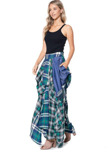 Plaid Magic Maxi Skirt Green