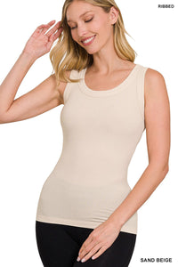 All Washed Out Scoop Neck Tank Top Beige
