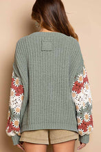 Floral Patch Square Sweater Dusky Olive