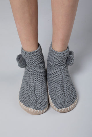 Snow Flake Knitted Slippers Grey