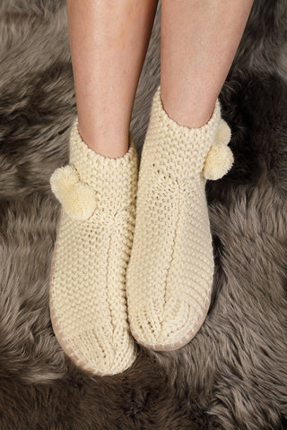 Snowflake Knitted Slipper Ivory