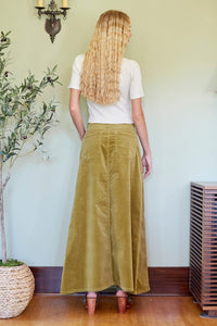 Corduroy Chic Maxi Skirt Green