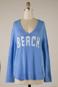 "BEACH" Sweater Blue/Ivory