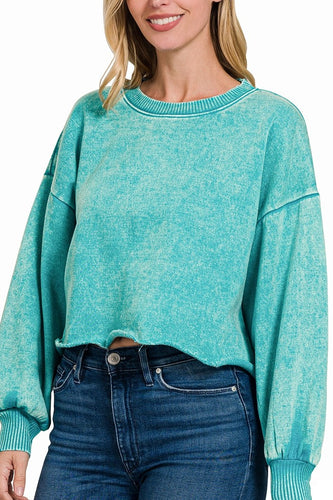 Justine Cropped Sweater Light Teal