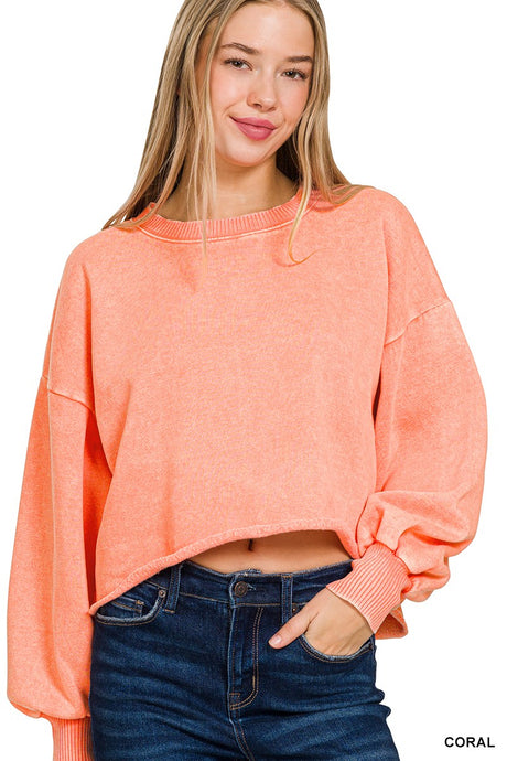 Justine Cropped Sweater Coral