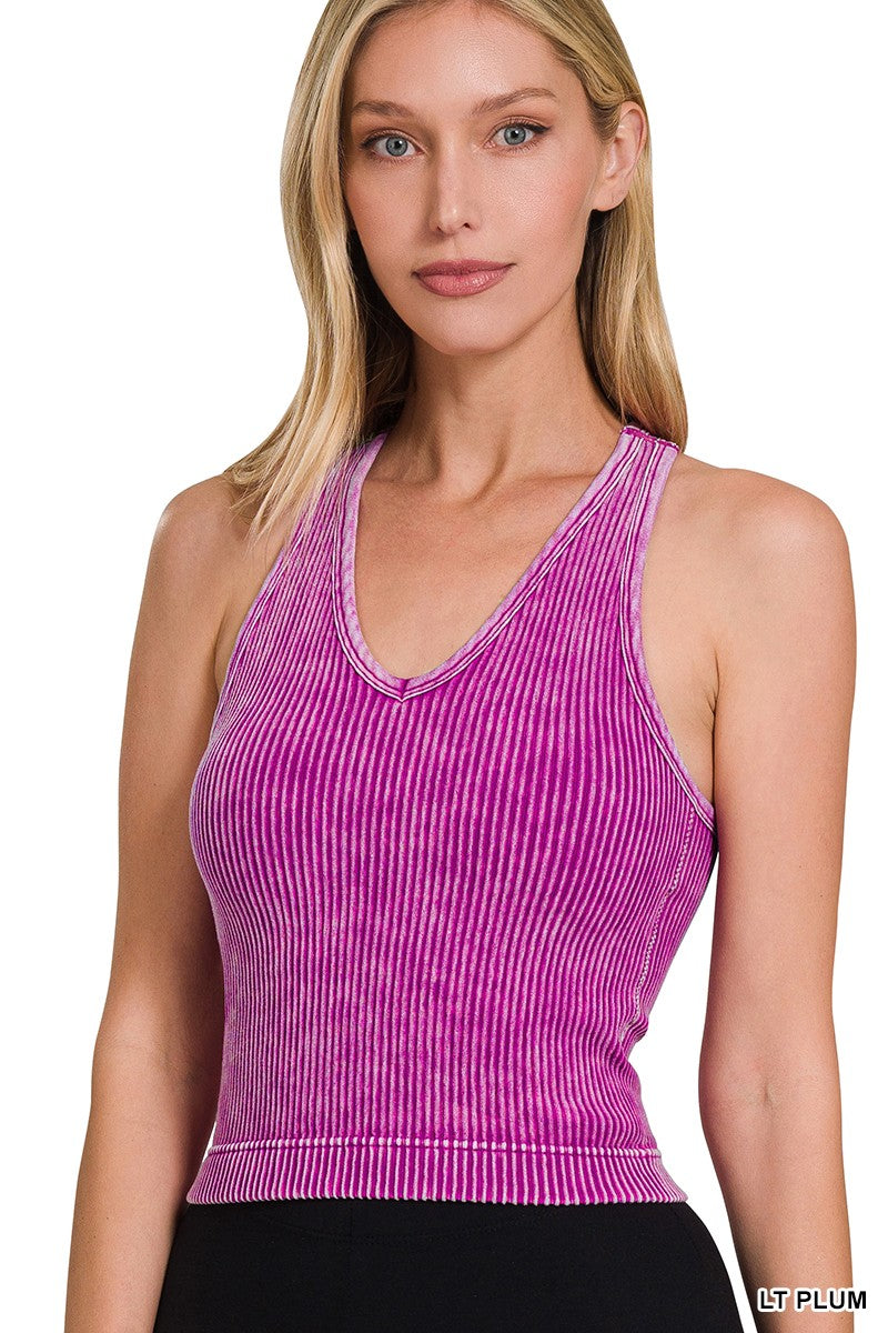 Ribbed Tank Bralette Light Plum