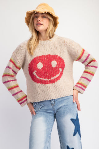 Smiley Times Sweater Oatmeal