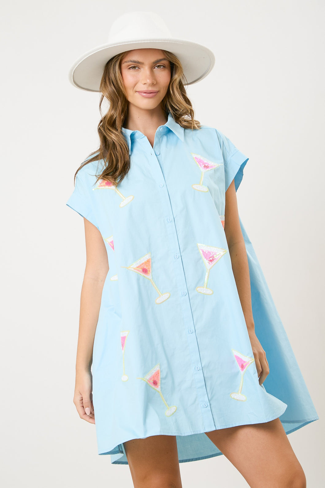 Sequintini Dress Shirt Baby Blue