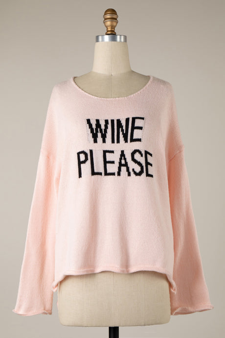 Wine Please Sweater Blush/Blk