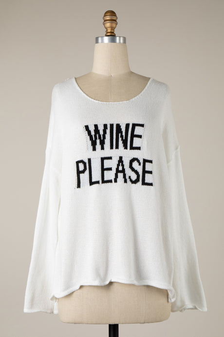 Wine Please Sweater Ivory/Blk