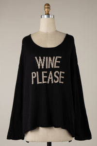 Wine Please Sweater Blk/Beige