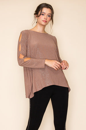 Shine Bright Like A Diamond Knit Top Mocha