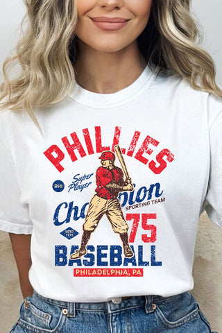 Phillies Championship Baseball Tee White