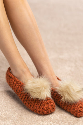 Pom Pom Slippers Rust