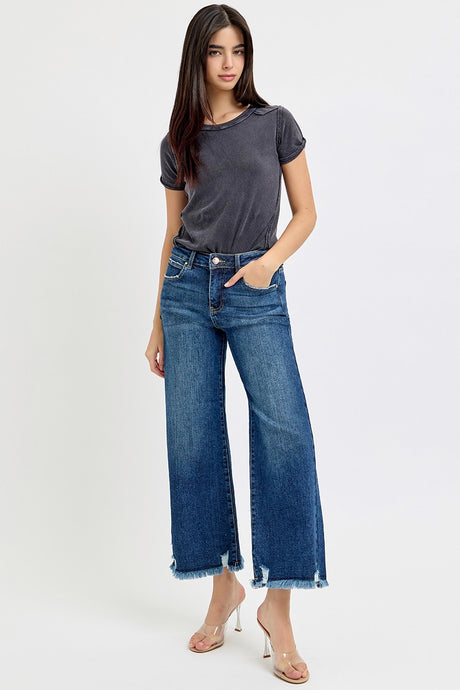 Jagged Edge Crop Jeans Dark