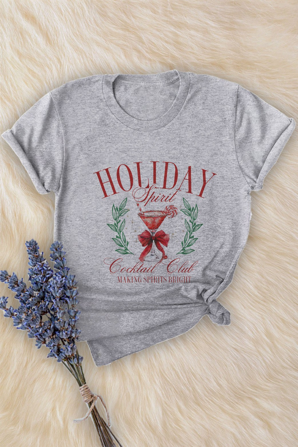 Holiday Spirit Cocktail Club Tee Heather Grey