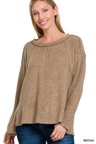 Hacci Exposed Seam Sweater Mocha