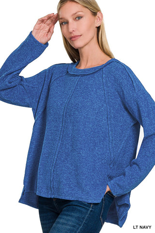 Hacci Exposed Seam Sweater Lt Navy