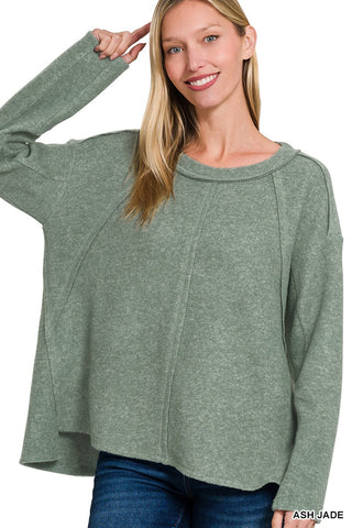 Hacci Exposed Seam Sweater Ash Jade