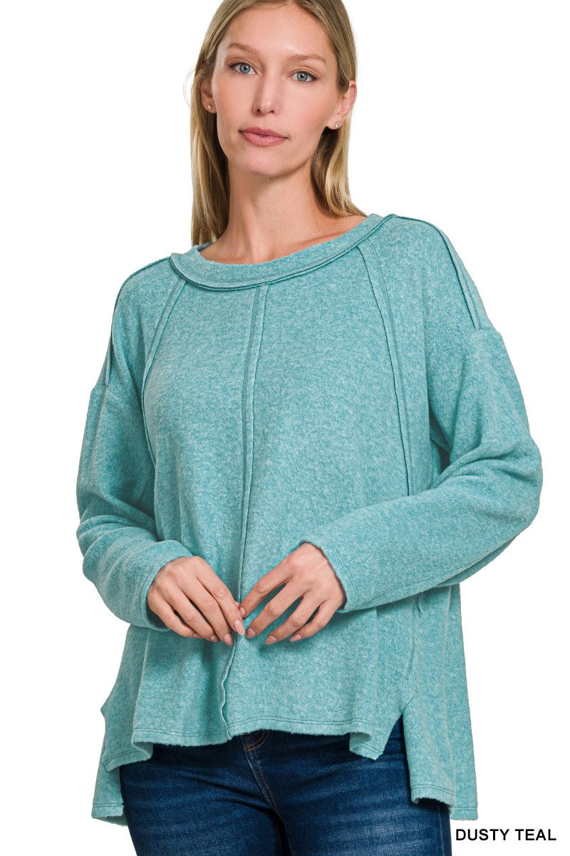 Hacci Exposed Seam Sweater D Teal