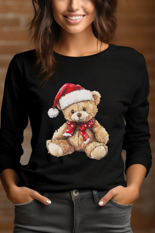 Christmas Teddy Bear L/S Tee Black