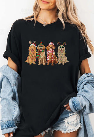 Golden Retriever Christmas Tee Black