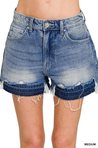 Double Hem Denim Shorts