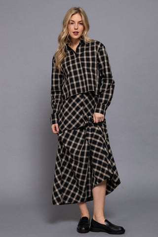 Be Humble Midi Skirt Blk/Taupe