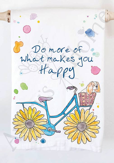 Happy Flower Bicycle With Dog Kitchen Towel