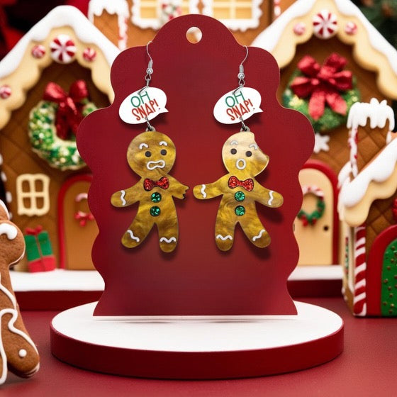 Oh Snap Gingerbread man earrings