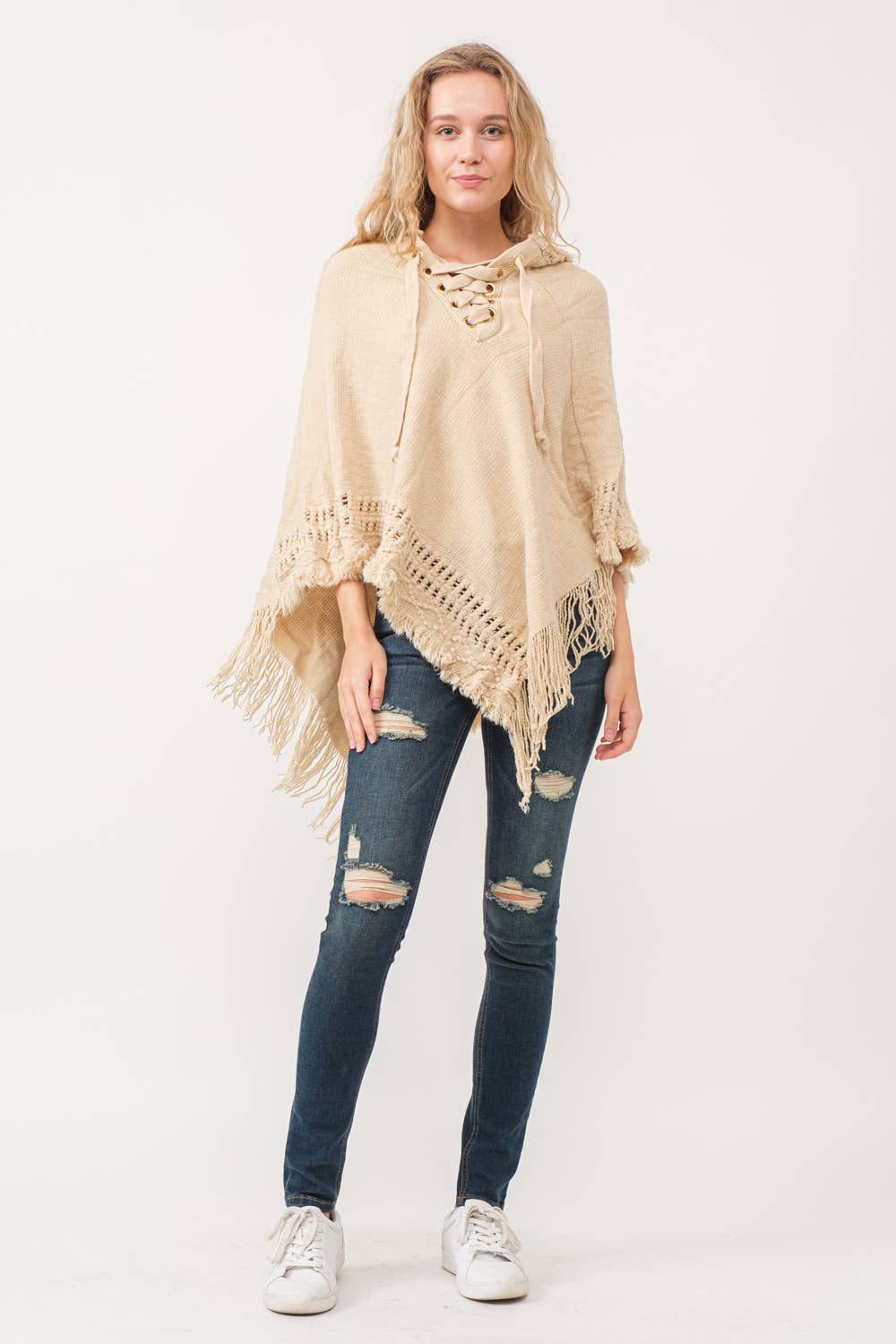 Harlie Grommet Poncho Cape Oatmeal O/S