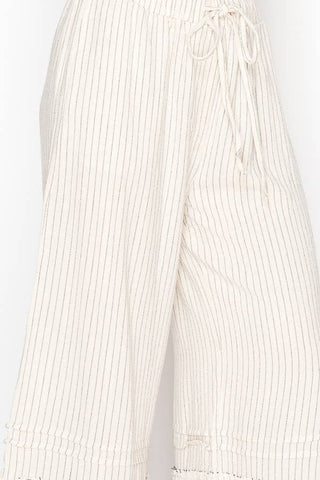 Pinstripe ruffle pants