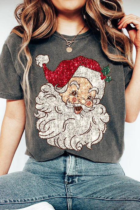 Faux Sequins Santa Tee Pepper