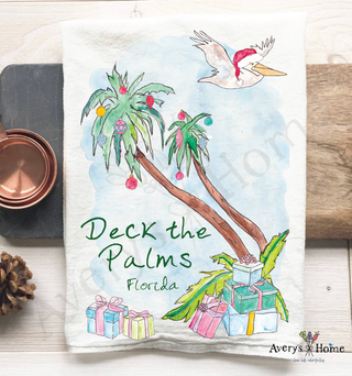 Deck the Palms Christmas Kitchen Towel