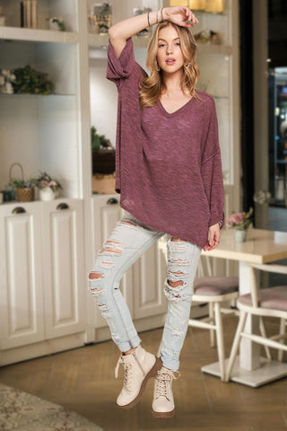 Relax & Unwind Dolman Sleeve Sweater Wine