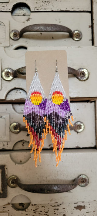 Tequila Sunrise Beaded Earrings